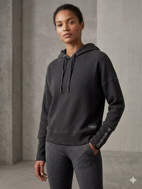Calvin Klein Performance Women's Black Waffle Knit Stretch Hoodie